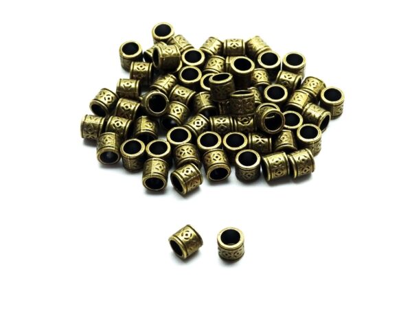 Tibetische Perlen Metall Beads - Antik Bronze Look - DIY - 8x8 mm