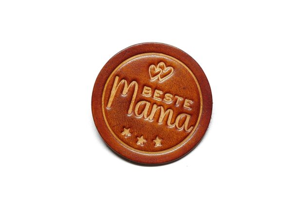 Leder Magnet Pin - OX Antique - Beste Mama - Rund 60 – Bild 2