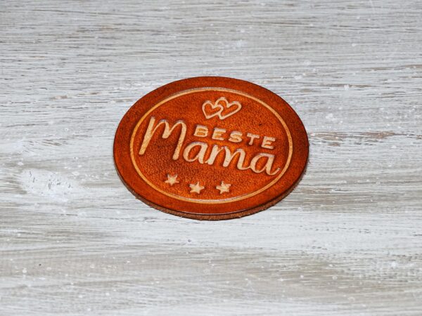 Leder Magnet Pin - OX Antique - Beste Mama - Rund 60 – Bild 4