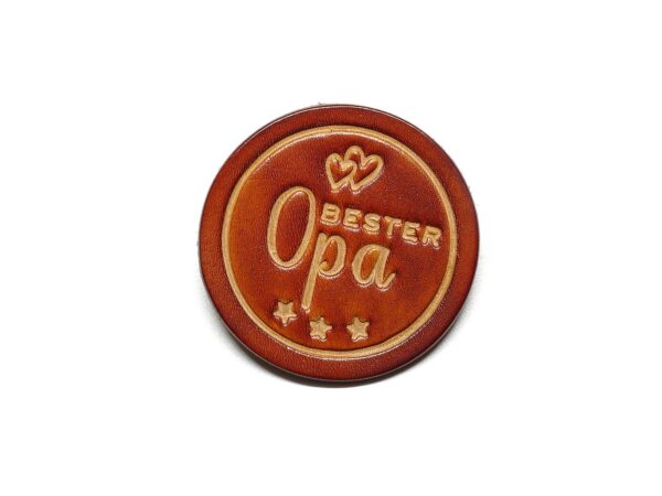 Leder Magnet Pin - OX Antique - Bester Opa - Rund 60 – Bild 2