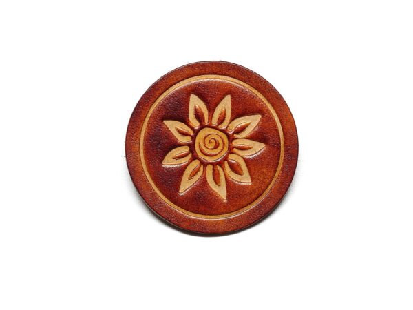 Leder Magnet Pin - OX Antique - Flower - Rund 60 – Bild 2