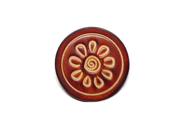 Leder Magnet Pin - OX Antique - Flower 2 - Rund 60 – Bild 2