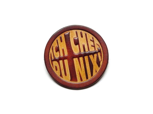 Leder Patch - Aufnäher - OX Antique - Spruch - Ich Chef Du Nix - 60er Rund